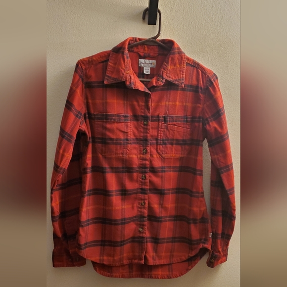 Carhartt Flannel Shirt Red Plaid Size Small 4/6 - Picture 1 of 4